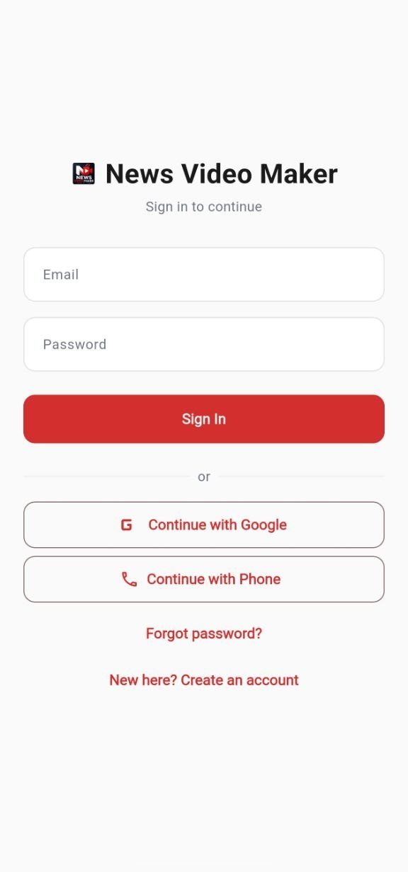 Home screen with Choose Template, Add Your Content, Export Video onboarding banner and category list